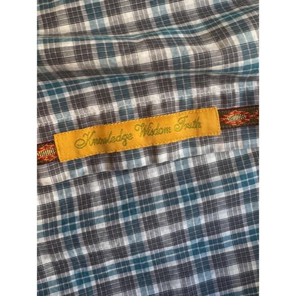 Robert Graham Shirt Mens Medium Blue Gray Plaid Long Sleeve Button Flip Cuffs - Picture 11 of 15